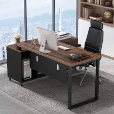 L shaped office desk with filing cabinet. Tribesigns 55 Inch Large Executive Office Desk L Shaped Computer Desk With Drawers Business Furniture Workstation With 47 Inch File Cabinet For Home Office Use Walmart Com Walmart Com