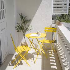 Larger yards can benefit from more spacious patio furniture sets that include sofa seating, ottomans, coffee tables and more. Buy Patio Bistro Set Outdoor Patio Furniture Sets 3 Piece Patio Set Of Foldable Bistro Chairs And Table Yellow Online In Germany B08sg6yhpc