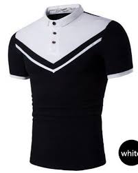 Black And White Polo Shirt Design Black And White Color Block Polo Shirt For Men Triangle Short Sleeve Tee Hype Clothing Mens Outfits Mens Casual Outfits
