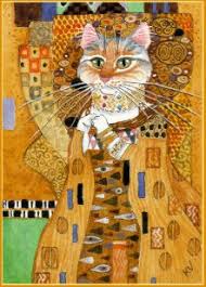 Gustav Klimt Gold Cute Cat Spoof Postcard Zazzle Com In 2020 Cat Art Klimt Art Cat Collage