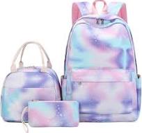 LICHENGTAI Zaino Glitter per Ragazze Arcobaleno, 3 in 1 Set di Zaini Borsa  Scuola, Borsa per il Pranzo, Astuccio, Zainetto Colorato Glitter Zaino da  ...
