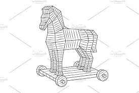 Trojan Horse Coloring Book Vector Horse Coloring Books Horse Coloring Horse Illustration
