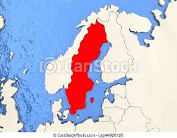 Tem fronteiras terrestres com a noruega, a oeste, e com a finlândia, a nordeste, sendo banhada pelo mar báltico a leste e a sul. Suecia En El Mapa Suecia En Rojo En Mapa Politico Con Oceanos Acuosos Ilustracion 3d Canstock