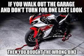 Takes Some Time To Shut The Garage Door Actually Gota Tuck My Babies In For The Night Sng Motorcycle Humor Bike Humor Bike Meme