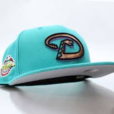 Arizonadiamondbacks 2001 World Series 59fifty Fitted Neweracap In Teal Grayunderbrim Ecapcity Fitted Hats New Era 59fifty New Era Cap