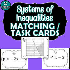 Matching Task Cards Systems Of Inequalities Task Cards Math Center Activities Teaching Algebra