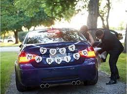 Simply Married Classic Wedding Ceremony Bunting Banner Marriage Ceremony Get Together Decorations Photogra Just Married Car Wedding Car Wedding Car Decorations