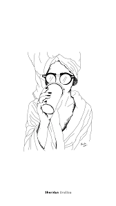 Coffee Print Fashion Illustration Line Drawing Coffee Artwork Black White Wall Art Gift For Her Monochrome Black And White Illustration Coffee Artwork Black And White Wall Art