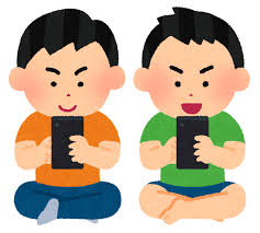 スマートフォンでゲームをやる子供のイラスト（男の子） | かわいい ...