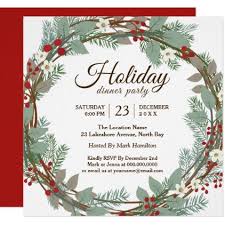 Dinner party engagement party gender reveal general graduation party holidays housewarming party professional events response & rsvp cards Holiday Wreath Christmas Dinner Party Invitation Zazzle Com Holiday Wreaths Christmas Christmas Dinner Party Christmas Party Invitations