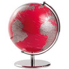 Mappamondo In Alluminio Red Planet Rosso Bianco Diametro 24cm Mappamondo Globi Globo