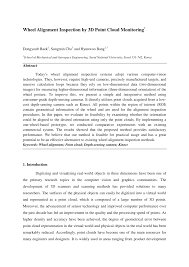 Pdf Wheel Alignment Inspection By 3d Point Cloud Monitoring
