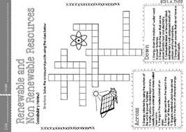 Crossword Puzzle About Renewable And Non Renewable Resources Nonrenewable Resources Renewable Resources Resources