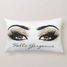 Black White Gold Eyes Makeup Lash Hello Gorgeous Lumbar Pillow Zazzle Com Gold Eye Makeup Hello Gorgeous Makeup Room Decor