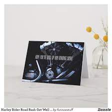 Harley Rider Road Rash Get Well Soon Card Zazzle Com Custom Greeting Cards Cards Thoughtful Gifts