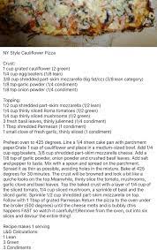 Lean And Green Ny Style Cauliflower Pizza Lean And Green Meals Lean Meals Greens Recipe