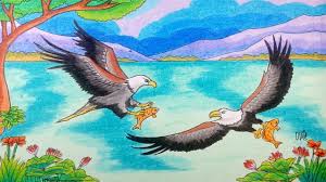 Burung rajawali termasuk burung syang. Cara Menggambar Burung Elang Mencari Mangsa Dan Pemandangan Danau Dengan Seni Pastel Gambar Burung Cara Menggambar