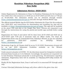 5 method of admission : Kendriya Vidyalaya Admission Notice 2020 21 Registration Starts From 20 7 2020