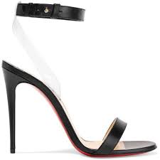 Black Ankle Strap Sandals Heels Christian Louboutin Jonatina Leather And Pvc Sandals 795 Liked On Polyvo Christian Louboutin Boots Christian Louboutin Wedding Shoes Strappy Sandals Heels