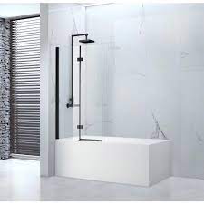 Find secure, sturdy and trendy hardware glass sliding bathroom door at alibaba.com for residential and commercial uses. Amluxx Tidy 39 In X 55 In Semi Frameless Hinged Bathtub Door In Black Without Handle Tidy611630 Bt The Home Depot