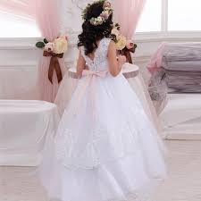 Wer eine hochzeit moderiert, muss in diesem rahmen seine beiträge gut wählen. Ball Festliche Kindermode Hochzeit Blumenmadchen Kleid Weiss Tull Spitze Rosa Gurtel