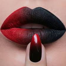 Black And Red Lipstick Make Up Ombre Red Lipstick Dark Lipstick Dark Nail Polish Halloween Makeup Gothic Makeup Lips Art Print Lipstick Art
