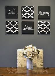 Black And White Dining Room Wall Decor Eat Drink Be Merry Black White Wall Art 6 Pack Canvas Wall Hanging Painting Fabric Dining Kitchen Decor Wall Art Canvas Kitchen Wall Art Dining Room Wall Art