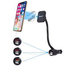 The ainope car phone holder mount ($22.99) is among our favorite vent mounts. Magnetic Phone Mount Soaiy 3 In 1 Cigarette Lighter Cell Phone Holder For Car 2 Usb Port Car Charger Voltage Detector For Iphone X 8 8 Plus 7 Samsung Galaxy S9 S8