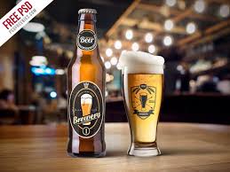 Beer Bottle And Glass Mockup Free Psd Psdfreebies Com Beer Mockup Free Psd Beer Label Design