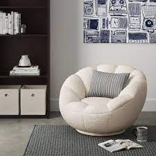 Low Profile Round Swivel Chair Cream Sherpa Room Essentials Comfy Living Room White Swivel Chairs Round Swivel Chair