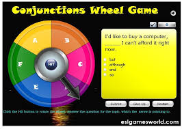 Esl Conjunctions Wheel Of Fortune Game Conjunctions Fun Grammar Activities Good Grammar