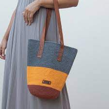 Bolsa Tote De Croche Listrada Com Alca De Couro No Elo7 Anunciacao Store 153e55a