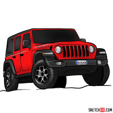 Check out the jeep wrangler review from carwow. How To Draw Jeep Wrangler Rubicon Sketchok Step By Step Drawing Tutorials