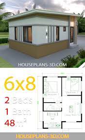 Cottage ad plan w2568dh ~ 1292sf, 2 bdrm, 2 bath, mudroom/laundry area…. House Design 6x8 With 2 Bedrooms House Plans 3d Small House Design Plans House Plans Small House Design