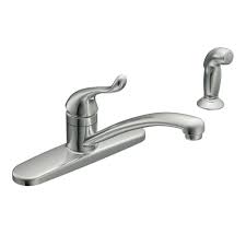 Moen kitchen faucets with sprayer repairs for roof. Faucets Moen Adler Single Handle Low Arc Standard Kitchen Faucet In Chrome Home Garden