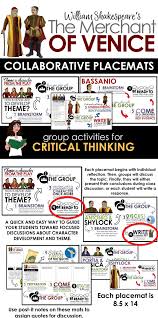 Merchant Of Venice Collaborative Placemats The Merchant Of Venice Shakespeare Lessons Teaching Shakespeare