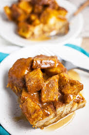 Spread crescent dough sheet to cover the bottom of a large baking dish. Pumpkin Bread Pudding With Caramel Sauce Recipe The Rustic Foodie