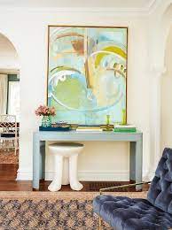 Free delivery and returns on ebay plus items for plus members. Blue Console Table With Yellow Blue Green Abstract Art Transitional Entrance Foyer