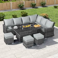 Maybe you would like to learn more about one of these? Right Hand Firepit Corner Set Grey Garden Furniture