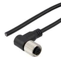 ShowMeCables M12 5 Position A-Code Cable, PVC Jacket, Right Angle  Female/Open, 3 Feet