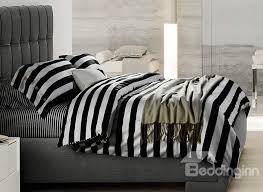 Black And White Striped Sheet Set Minimalist Black And White Stripe Soft Cotton Bedding Sets Bed Linens Luxury Cotton Bedding Sets Black Bed Set