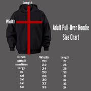 Adult Pull Over Hoodie Size Chart