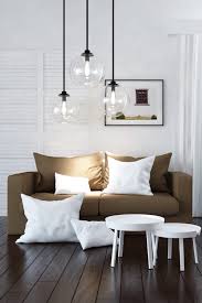 Trio De Suspensions En Verre Dans Un Salon Contemporain Suspendu Contemporain Tendance Suspendurond Contemporary Living Room Home Decor Coffee Table