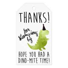 Dino Thank You Tags Dinosaur Theme Party Stomp Gift Tags Zazzle Com Dinosaur Theme Party Dinosaur Themed Birthday Party Boy Birthday Parties