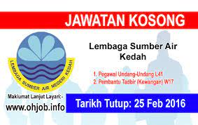 Maybe you would like to learn more about one of these? Jawatan Kosong Lembaga Sumber Air Negeri Kedah 25 Februari 2016 Jawatan Kosong Kerajaan Swasta Terkini Malaysia 2021 2022