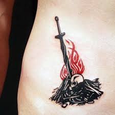 Dark sign tattoo purple ink. Tattoo Uploaded By David Mitchidiah Bessent Dark Souls Bonfire 549345 Tattoodo