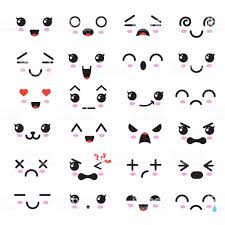 Kawaii Susse Gesichter Manga Stil Augen Und Mund Lustige Cartoon Japanischer Emoticon In In Unterschiedlichen Auspra In 2020 Augen Illustration Emoticon Cartoon Augen