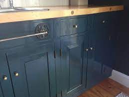 The unlacquered antique brass handles compliment the striking units wonderfully. Kitchen Cabinet Make Over With Farrow Ball Hague Blue Klassisch Kuche New York Von Ridgefield Kitchen Revival Llc