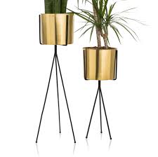 Riesenauswahl an produkten für zuhause. Set Of 2 Modern Brass Gold Planter With Metal Plant Stand 7 Inch Large Flower Pot