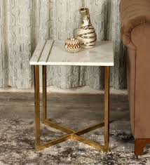Opens in a new tab. Buy Marble Top Side Table In White Gold Colour By Furnitech Online Contemporary End Tables Tables Furniture Pepperfry Product